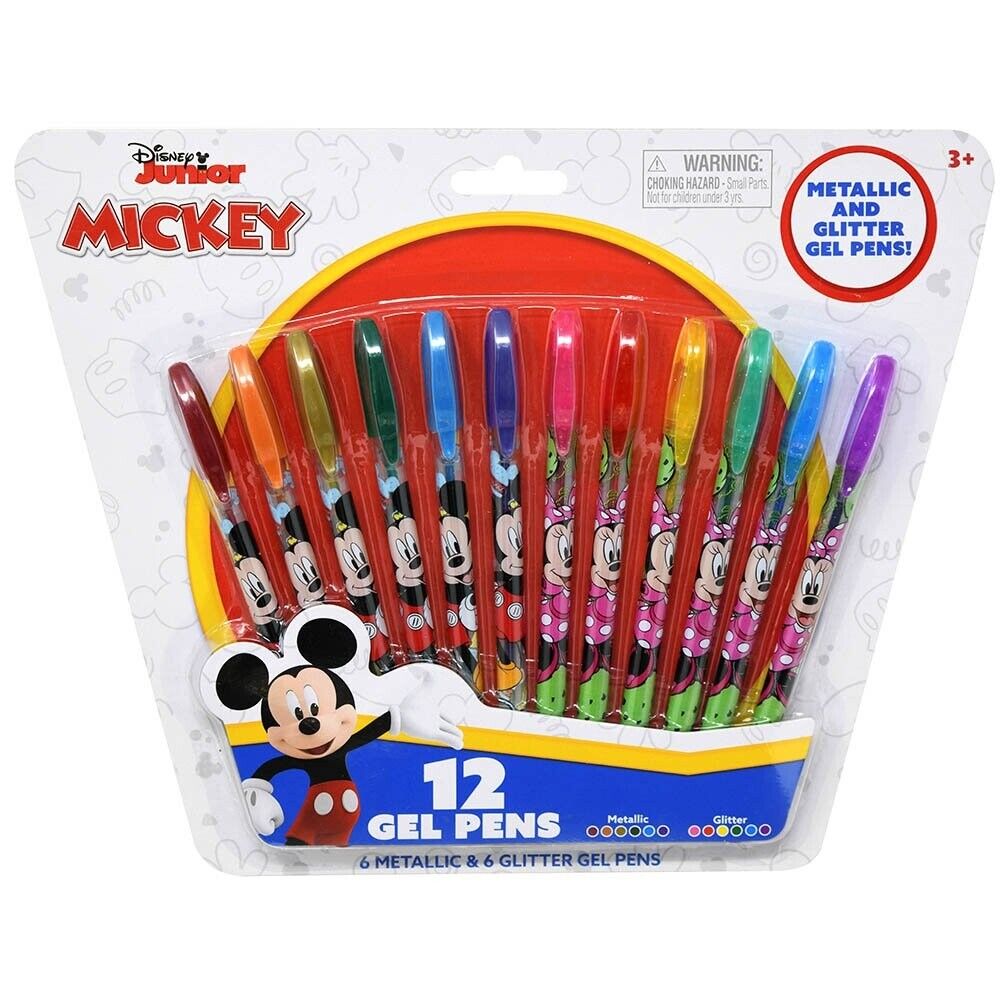 Mickey Mouse 12 pack Metallic & Glitter Gel Pens For little Kids
